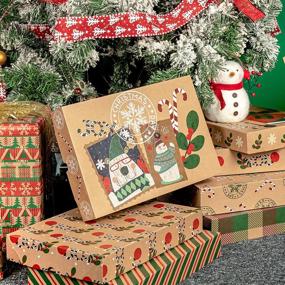 img 1 attached to 🎁 RUSPEPA Christmas Box Assortment - Pack of 8 Patterned Shirt Boxes: 2 Sizes, 8 Designs, Snowman-Themed