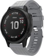 👗 fashionable gray silicone replacement bands for garmin fenix 6s pro and fenix 5s plus watches logo