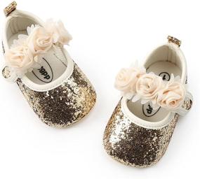 img 1 attached to 👑 Princess Sparkly Baby Girl Moccasins: Lightweight Soft Sole Mary Jane Shoes for Crib