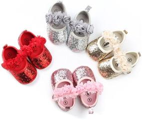 img 3 attached to 👑 Princess Sparkly Baby Girl Moccasins: Lightweight Soft Sole Mary Jane Shoes for Crib