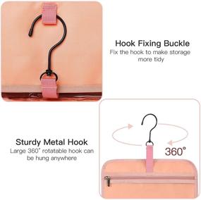 img 3 attached to 💄 Hanging Toiletry Bag for Women, Travel Makeup Organizer in Pink - Convenient Cosmetic Bag with Hook