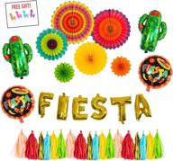 🌵 fiery fiesta party decorations kit - cactus foil balloons, golden fiesta banner, helium balloons, coco paper tassel garland, mexican paper fans - cinco de mayo supplies logo