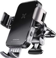 🔌 15w fast wireless car charger mount - qi wireless charging car mount with auto-clamping for iphone 12/pro/max/xs/xr/x/8/plus samsung s10/s10+. includes windshield/air vent phone holder for quick charging! logo