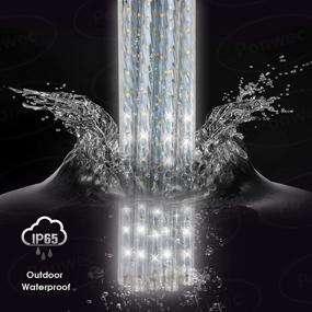 img 3 attached to 🌟 White Ponwec Meteor Shower Rain Lights - 12.2" 24 Tubes, 576 LEDs Falling Rain Lights, Icicle Rain Drop Lights, Waterproof Cascading Lights for Christmas, Halloween, Holiday, Party, Wedding, Patio, Outdoor