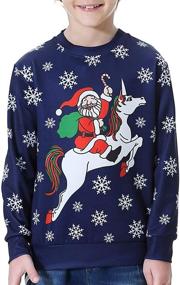 img 4 attached to BesserBay Kids' Christmas Ugly Sweatshirt: Funny Xmas Long Sleeve Shirt for Ages 4-12