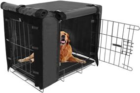 img 4 attached to 🐶 Durable Dog Crate Cover Double Door: Universal Fit for Large Pet Kennel - 24, 30, 36, 42, 48 inches Wire Dog Crate (Black)