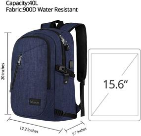 img 1 attached to Mancro College Backpack with USB Port - Water Resistant 15.6 Inch Laptop & Tablet Bag in Dark Indigo