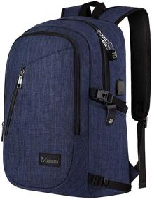 img 4 attached to Mancro College Backpack with USB Port - Water Resistant 15.6 Inch Laptop & Tablet Bag in Dark Indigo