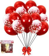 vibrant red party balloons with confetti - aule 12 inch premium latex balloons + ribbon: the perfect red party decorations supplies логотип