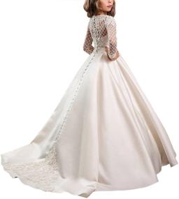 img 2 attached to 👗 WDE Satin First Communion Dresses for Girls: Elegant Long Sleeve Ball Gown Collection