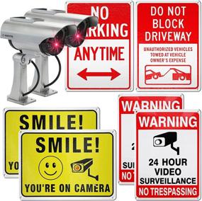 img 4 attached to 📷 2 Bullet Cameras with Driveway Signs + 2 Smile You are on Camera Signs + 2 24 Hour Surveillance Signs - Replica Security System