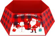 enhance your christmas tree display: red fabric christmas tree collar/skirt, 32in diameter stand - perfect for artificial tree decorations logo