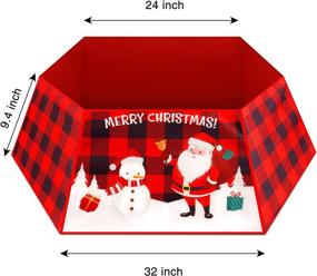 img 1 attached to Enhance Your Christmas Tree Display: Red Fabric Christmas Tree Collar/Skirt, 32in Diameter Stand - Perfect for Artificial Tree Decorations