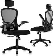 🪑 moppson ergonomic mesh office chair: adjustable headrest, swivel desk chair with armrests, tilt function, lumbar support, and thick seat cushion logo