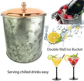 img 2 attached to 🍾 Galrose Galvanized Iron Insulated Ice Bucket – Rose Gold Lid, 2 Liter Stainless Steel Double Wall Rustic Wine Chiller or Champagne Bucket. Perfect 6th Iron Anniversary or Birthday Gift!