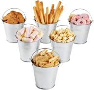 🍟 6pcs ounona mini metal bucket tinplate tin pails for icing french fries: perfect-sized 4.13 x 2.83 x 4.13 inch containers логотип