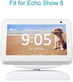 img 3 attached to ✨ SUNJOYCO Stand Holder for Echo Show 8: Magnetic Adjustable Mount with Anti-Slip Base, Swivel & Tilt Function - White