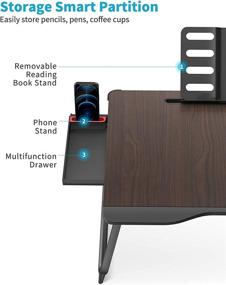 img 3 attached to 🖥️ SAIJI XX-Large Foldable Laptop Bed Desk Table with Storage Drawer, Handrest Bookstand, Tablet Stand, and Phone Stand - Perfect for Eating Breakfast, Writing, Working, Gaming, and Drawing (Black Cherry)