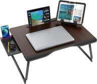 🖥️ saiji xx-large foldable laptop bed desk table with storage drawer, handrest bookstand, tablet stand, and phone stand - perfect for eating breakfast, writing, working, gaming, and drawing (black cherry) логотип