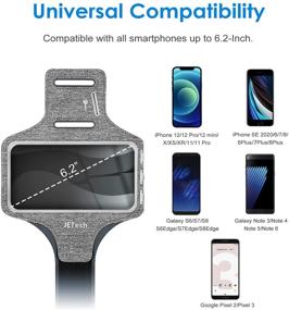 img 3 attached to 📱 JETech Cell Phone Armband Case - Adjustable Band for Phones up to 6.2 Inch - With Key Holder and Card Slot - Perfect for Running, Walking, and Hiking - Grey