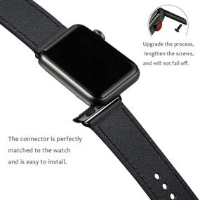 img 2 attached to 📱 POWER PRIMACY Кожанный ремешок для Apple Watch - Совместим с 38мм 40мм 42мм 44мм, серия 6 5 4 3 2 1, SE - Стильный черный дизайн