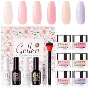 img 4 attached to 💅 Gellen Dipping Powder Nail Starter Kit - 6 Color Acrylic Powders - Includes Base, Top Coat, Activator, Brush Saver - Essential Tools for Trendy Nail Art Manicure Set with Shimmer Options