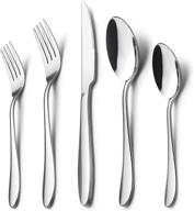 🍴 modern 40-piece silverware set by haware: stainless steel flatware service for 8, elegant tableware cutlery for home, dishwasher safe logo