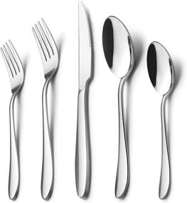 img 4 attached to 🍴 Modern 40-Piece Silverware Set by HaWare: Stainless Steel Flatware Service for 8, Elegant Tableware Cutlery for Home, Dishwasher Safe