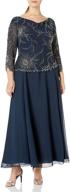 👗 j kara plus size 3/4 sleeve cowl neck long dress for women logo