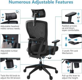 img 1 attached to Ergonomic Tribesigns Breathable Adjustable Backrest