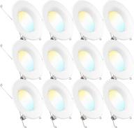sunco lighting 12 pack led recessed downlight: selectable 5 colors, dimmable, 13w=75w, 1050lm, baffle trim, damp rated - easy retrofit installation, ul certified logo