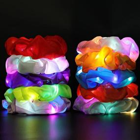 img 3 attached to 🎀 10-Pack LED Light-Up Hair Scrunchies, Premium Fluorescent Hair Bands with Gift Bag, Elastic Hair Ties with Multiple Light Modes, Glowing Hair Rings, Perfect Holiday Season Headwear Gift