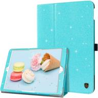 bentoben ipad 10.2 inch case 2021/2020/2019, glitter folio stand smart auto wake/sleep with pencil holder pu leather protective case for ipad 9th / 8th / 7th generation, light blue logo