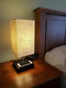 img 1 attached to Modern Bedroom Lamp with Wireless Phone Charging Base and USB Port: Qi Desktop Wireless Charging Lamp, Nightstand Charging Station