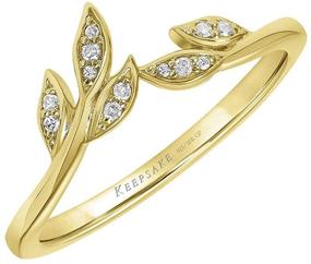 img 4 attached to Keepsake Diamond Leaf Ring: Stunning Wedding Band in 10K White Gold, 10K Yellow Gold, 925 Sterling Silver, or 18K Yellow Gold Vermeil 1/20ct (I-J, I3)