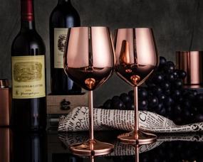 img 1 attached to 🍷 Durable and Stylish Stainless Steel Stemmed Wine Glasses - Set of 2, 18oz Copper Coated Glasses