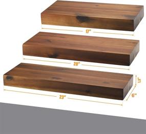 img 1 attached to 📚 BATODA Floating Shelves: Stylish and Durable Rustic Acacia Wood Wall Storage for Any Room - Set of 3 Shelves with Invisible Brackets