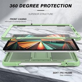 img 1 attached to 📱 Ztotop Rugged Case for iPad Pro 12.9 2021: Pencil Holder, Screen Protector, Green, 5th Gen