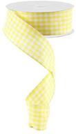 🌼 gingham check wired edge ribbon - dark yellow and white, 1.5 inches x 10 yards logo