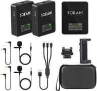 🎤 wireless lavalier microphone lav mic system - sokani tiny twin 2x transmitters and receiver for camera, smartphones, iphone, dslr, mirrorless, youtube, tiktok, facebook live video recording logo