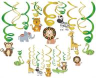 🦁 kristin paradise 30ct safari animals hanging swirl decorations: декорации с подвесками в форме дикой джунгли для вечеринки мальчиков, девочек, беби-шауэров и племенных первых дней рождения, 30 штук логотип