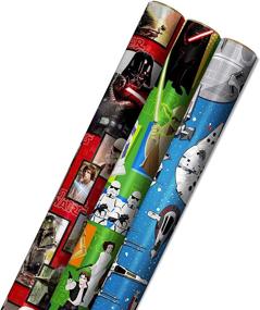 img 4 attached to 🎁 Hallmark Star Wars Wrapping Paper (3-Pack) - Yoda, Darth Vader, Chewbacca, R2-D2, C-3PO, and More!