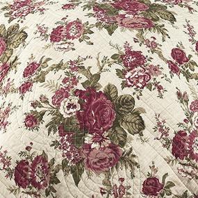 img 1 attached to 🛏️ Waverly Norfolk Reversible Quilt Collection, King Size - Timelessly Elegant Tea Stain Design