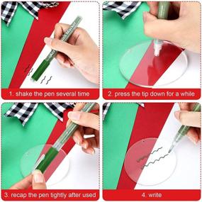 img 1 attached to 🎄 Christmas DIY Ornament Set: 3 Inch Acrylic Decoration with Marking Pens, Red Ribbon - Perfect for Christmas Wedding Party (15)