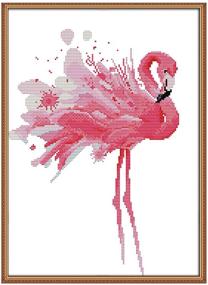 img 4 attached to 🧵✨ Funchey Stamped Cross Stitch Kits for Adults - Complete Embroidery Starter Kit with Printed Design - DIY Fantasy Flamingo (13.4×17.3 inches)