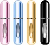 convenient 4 pack 5ml portable perfume atomizer spray bottles – easy to refill, ideal for travel and purse- mini empty scent dispenser in multicolor logo