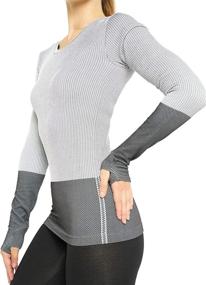 img 1 attached to Stay Warm and Stylish: Long Sleeve Compression Thermal Workout Tops for Women - Dry Fit Running T-Shirts with Thumbholes