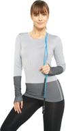 stay warm and stylish: long sleeve compression thermal workout tops for women - dry fit running t-shirts with thumbholes логотип