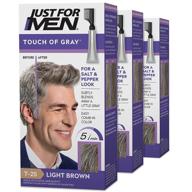 👨 just for men touch of gray, набор для окрашивания седых волос мужчин с расческой для легкого нанесения, достигните стильного солено-перчинкового вида - светло-коричневый, т-25, 3 шт (упаковка может отличаться) логотип