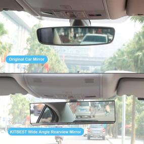 img 3 attached to KITBEST Универсальное панорамное зеркало заднего вида с креплением на клипсу - широкий угол обзора - плоское - для автомобиля, внедорожника, грузовика (11,8" длина х 3,1" высота)